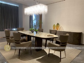 304 Stainless Steel Base Special-shaped Big Luxury Marble Dining Table For Villa