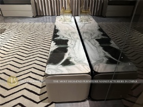 Villa Italian Luxury Leather Nature Marble TV Unit