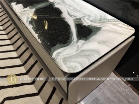 Villa Italian Luxury Leather Nature Marble TV Unit